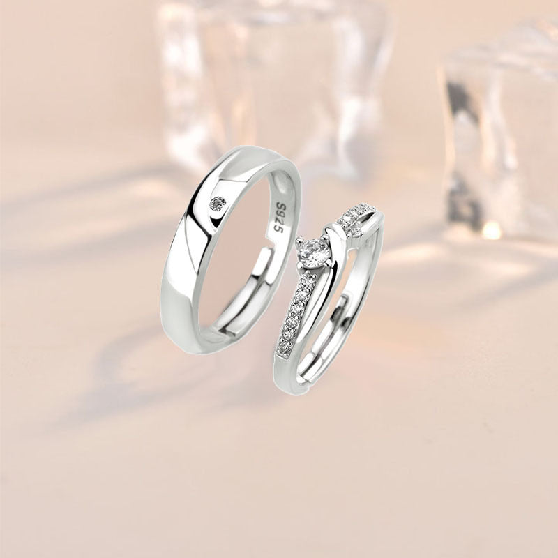 Simple Micro Setting CZ 925 Sterling Silver Adjustable Promise Ring