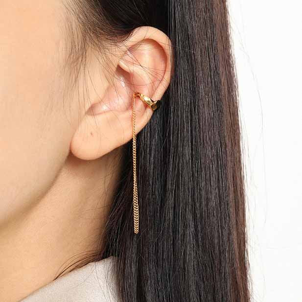 Fashion Irregular Chain Tassels 925 Sterling Silver Non-Pierced Earring(Single)